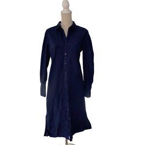 Alex Mill for Barneys New York navy blue shirtdress button dress S small midi